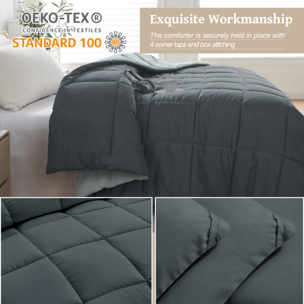 Homelike Moment Comforters Queen Size - Grey Duvet Insert Down Alternative Bed Queen Comforter, Lightweight Bedding Comforters Full Size Quilted Soft All Season Reversible