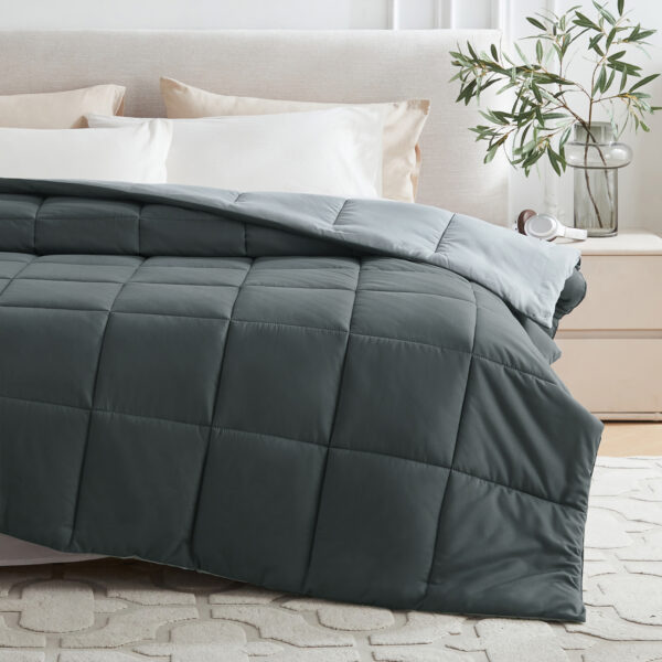 Homelike Moment Comforters Queen Size - Grey Duvet Insert Down Alternative Bed Queen Comforter, Lightweight Bedding Comforters Full Size Quilted Soft All Season Reversible