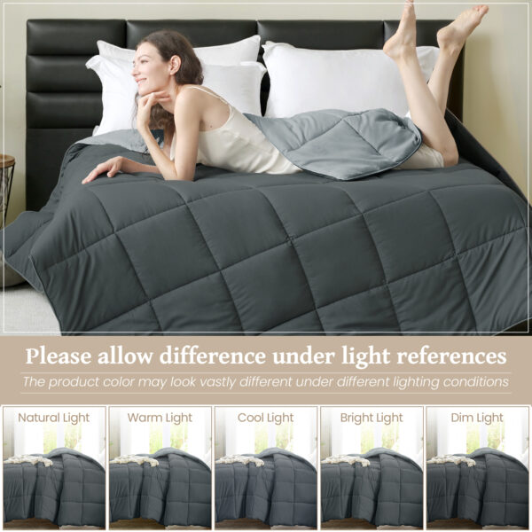 Homelike Moment Comforters Queen Size - Grey Duvet Insert Down Alternative Bed Queen Comforter, Lightweight Bedding Comforters Full Size Quilted Soft All Season Reversible