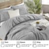 2 Homelike Moment Fluffy Queen Comforter Set - Grey Warm Comforters for Winter Queen Size, Comforter Full Size Bed Set 3 Piece