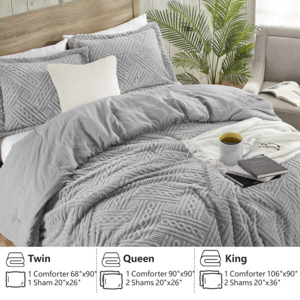 2 Homelike Moment Fluffy Queen Comforter Set - Grey Warm Comforters for Winter Queen Size, Comforter Full Size Bed Set 3 Piece