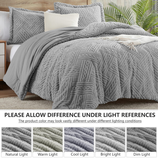 6 Homelike Moment Fluffy Queen Comforter Set - Grey Warm Comforters for Winter Queen Size, Comforter Full Size Bed Set 3 Piece