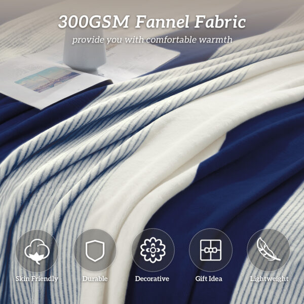 Homelike Moment Fleece Throw Blanket for Couch, Blue Soft Fluffy Blankets Throws, Fuzzy Cozy Plush Flannel Blanket for Sofa, Comfy Warm Lightweight Bed Blanket Striped