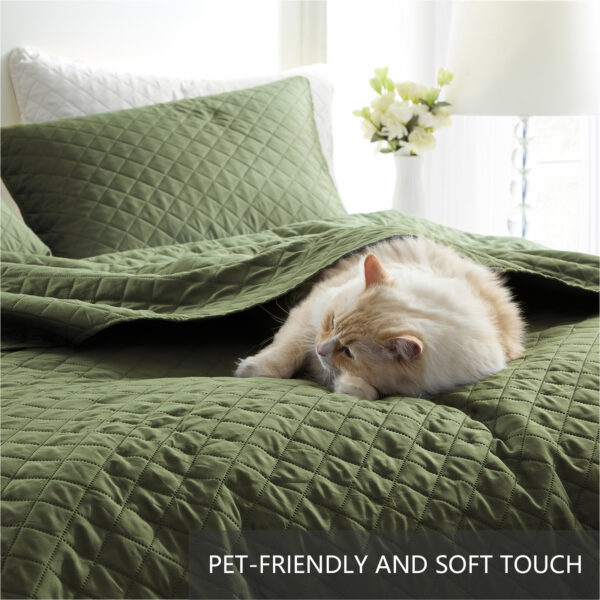 卖点图2 Homelike Moment Twin Quilt Set, Lightweight Quilt, Soft Twin XL Quilts Olive Green